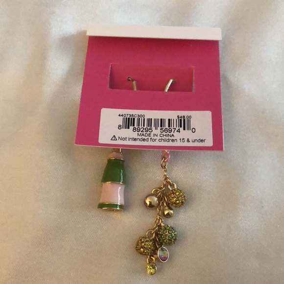 Betsey Johnson Gold Tone Flower, Fireball & Champagne Mismatch Drop Earrings NWT - Picture 9 of 10